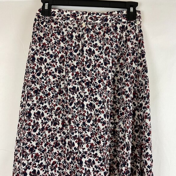 Comptoir Des Cotonniers Skirt XS White Red Blue Floral Button Front Midi - Picture 8 of 11